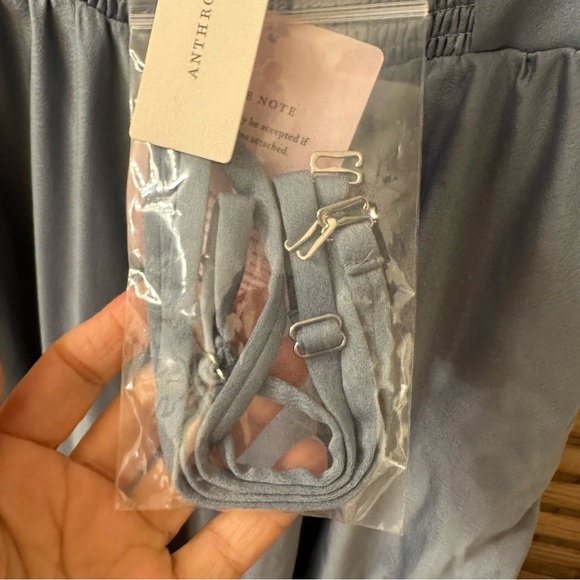 BHLDN Elsie Straight-Neck Satin A-Line Gown in blue size 2 - Picture 10 of 10